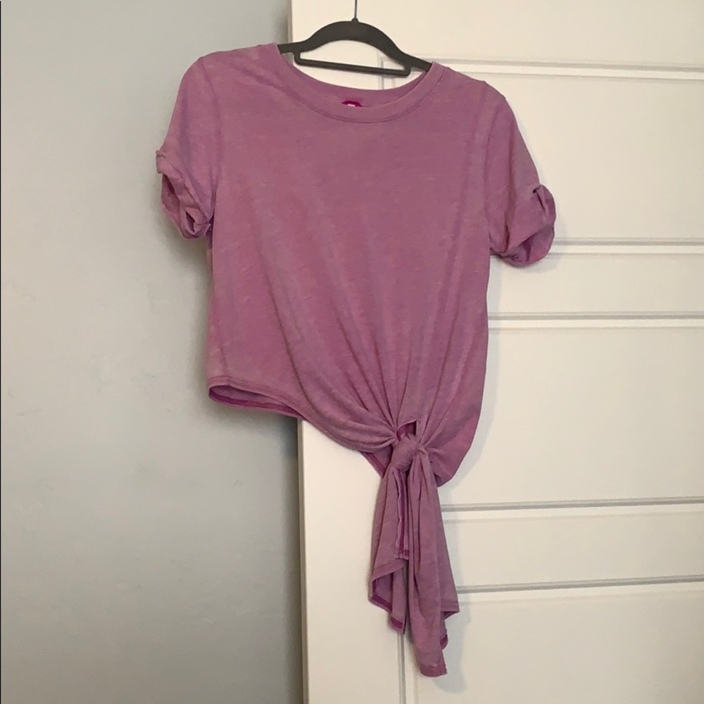 Free People Movement short sleeve tie front top